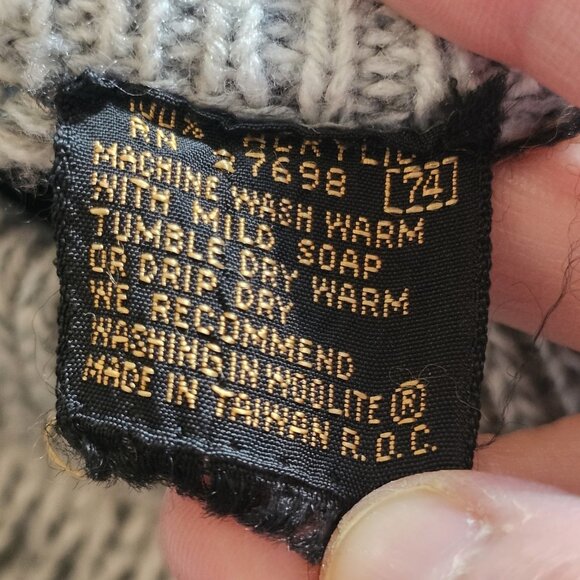 VTG NORDIC Fair Isle SWEATER Pullover Knit ACRYLIC‎ MENS Sz M/L Gray 70s 80s Ski - Picture 9 of 9